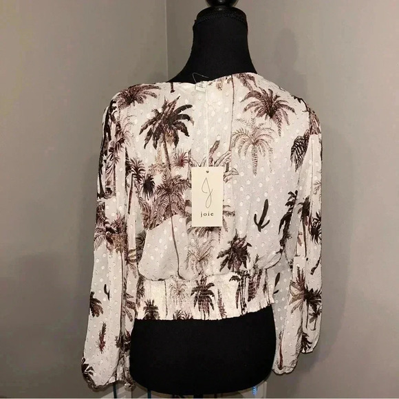 Joie  - Palm Desert Cactus Print Faux Wrap Blouson Sleeve Blouse - Picture 3 of 6